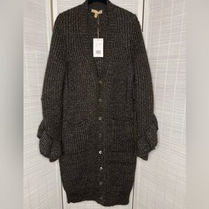 Michael Kors Collection Metallic Ruffle Oversized Cardigan Italy NWT Size S